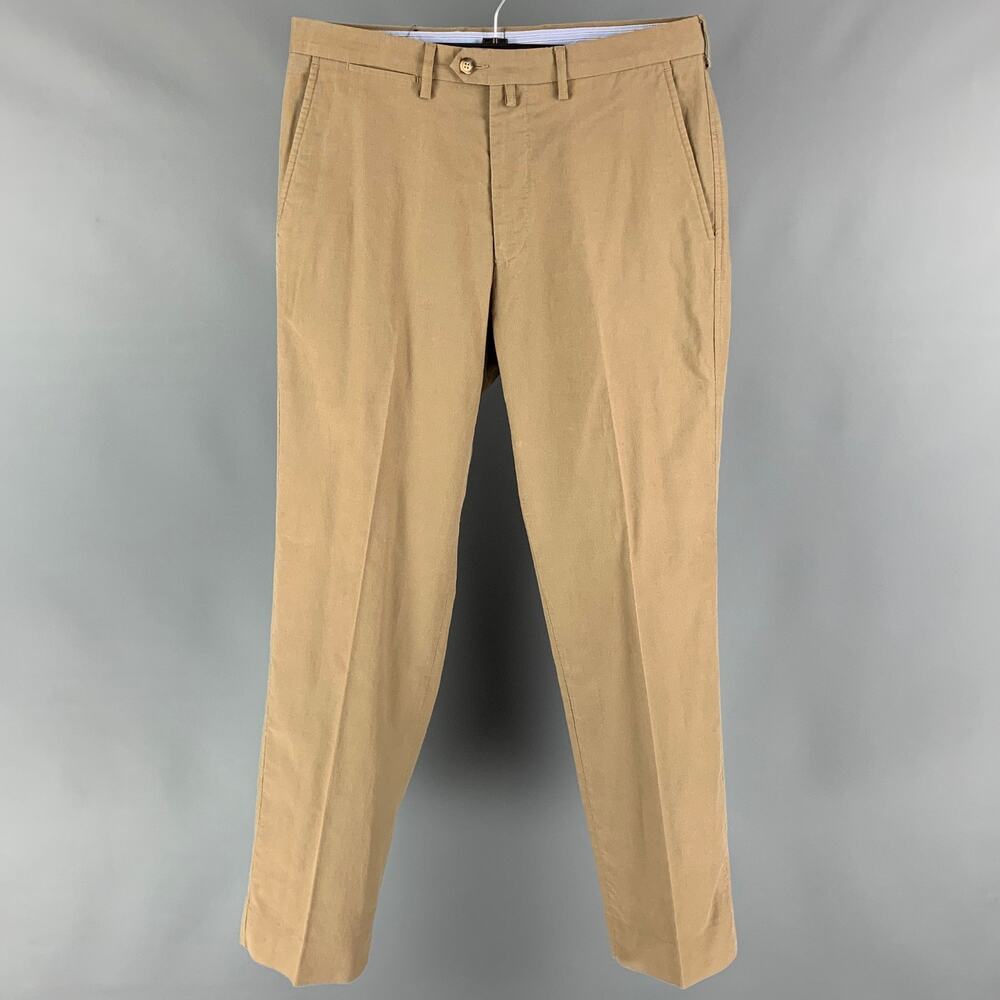 FACONNABLE Size 32 Khaki Corduroy Cotton Flat Front Casual Pants